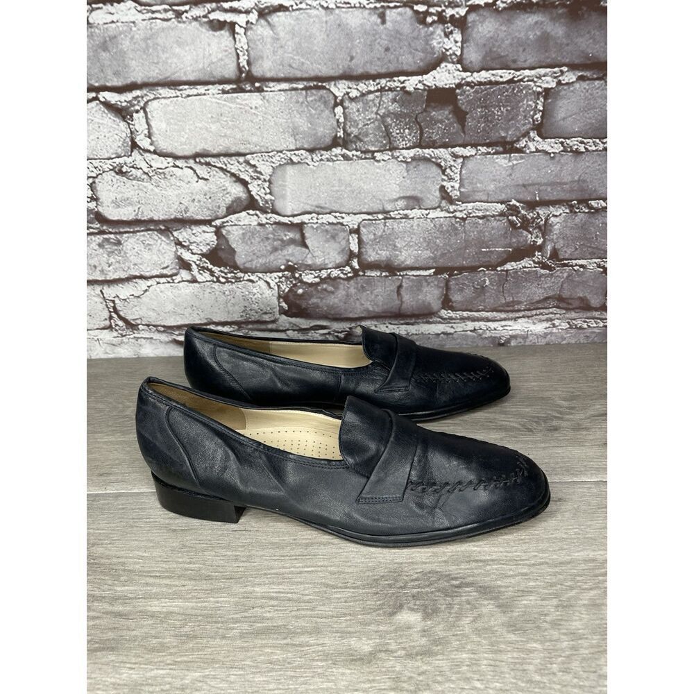 Barker Flex Fine English Shoes Navy Blue Leather Loafers Women Sz 7AA US/37.5EU - Picture 10 of 16